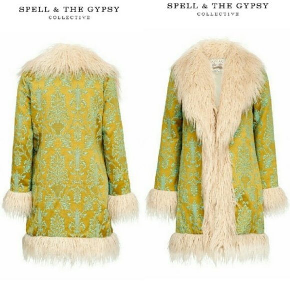 Brocade Anastasia Brocade Faux Fur Jacket Coat M/L - Picture 4 of 7